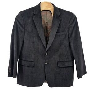 Lauren Ralph Lauren Mens Black Corduroy Blazer Sport Coat Paisley Lining 44R